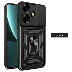 Armor Shockproof Phone Case with Camera Protection and Ring Holder Back Cover for Infinix Hot 30 4G (Black)