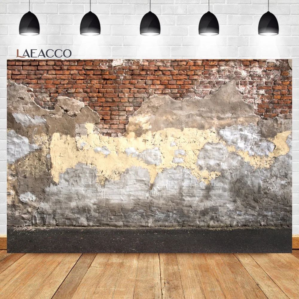 Laeacco Grunge Broken Red Brick Wall Room Decoration Portrait Backdrop Photographic Photo Background Photo Studio photo backdrop