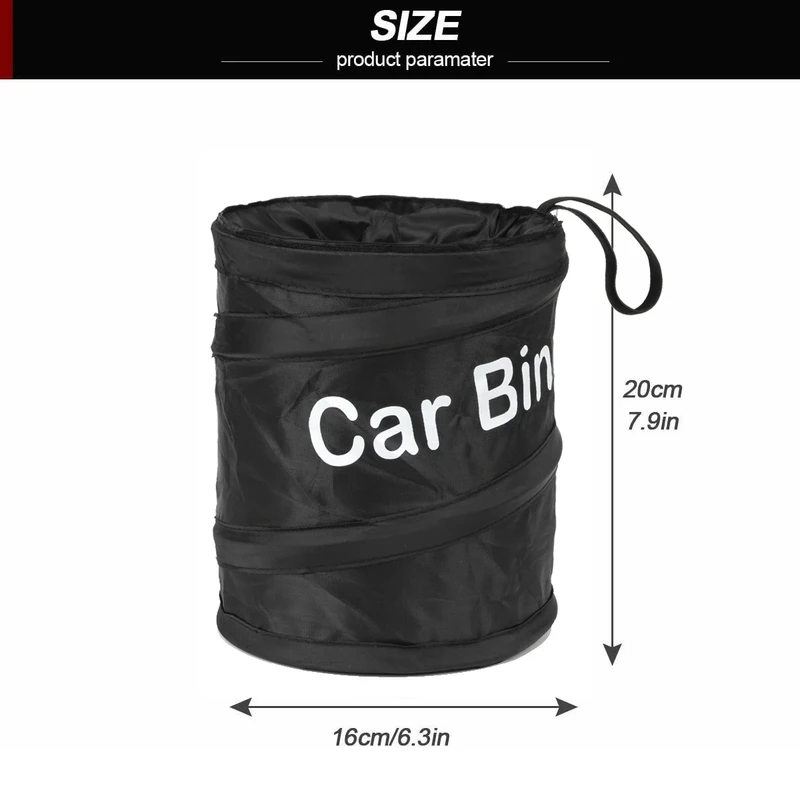 Collapsible Black Car Trash Can Pack Trash Bag Rubbish