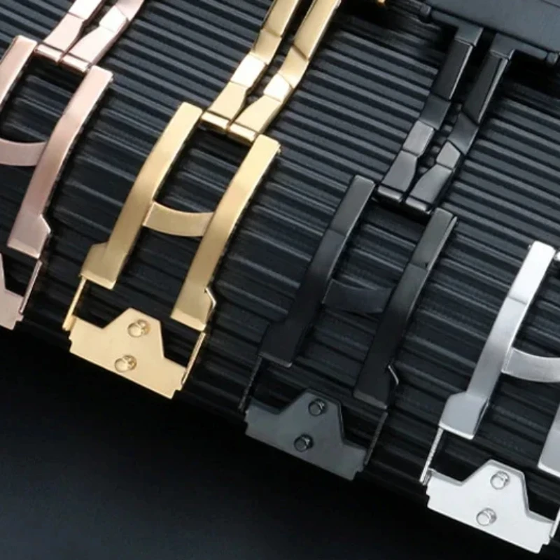 

Пряжка из нержавеющей стали для часов 18 мм 20 мм 22 мм 24 мм, классическая металлическая застежка для браслета часов Fusion Big Bang, серебристо-черная