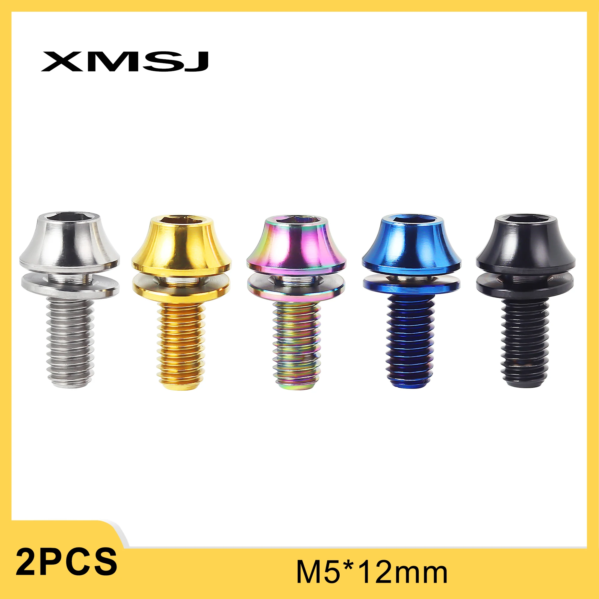 

XMSJ Titanium M5x12mm Bicycle Bottle Cage Bolts Bike Holder Screw Water Fixed Screw Air Pump Bracket TC4 Kettle Stand Fixing