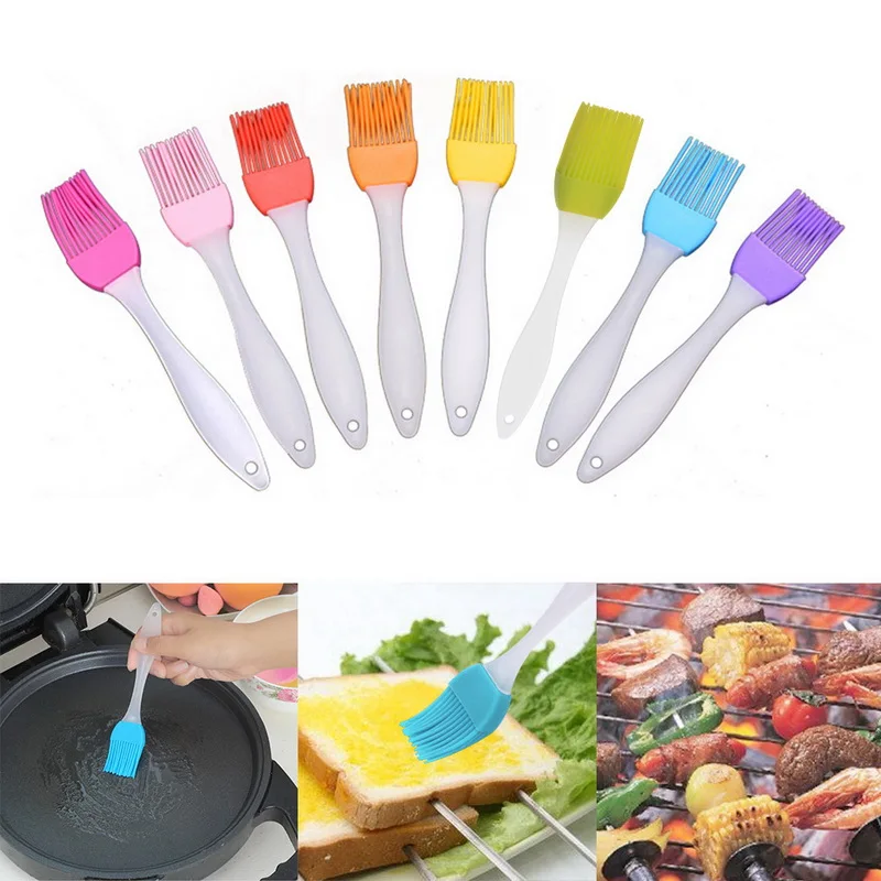 4pcs Home DIY Silicone Cake Baking Brush Tools Bread Oil Cream Cooking Basting Brush Silicon Kitchen Barbecue brush 17CM