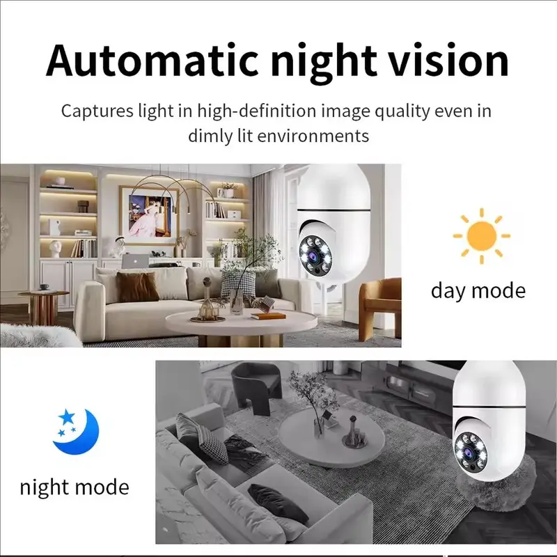 Bulb E27 Surveillance Camera Full Color Night Vision Automatic Human Tracking Zoom Indoor Security Monitor Wifi Miini IP Camera - Image 4
