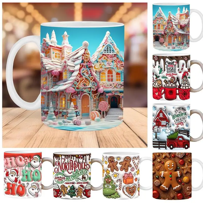 

350ml Winter Coffee Cup 3D Gingerbread Man Ceramic Cup Novelty Water Cups Gift for Women Men Winter Christmas Mug accessories