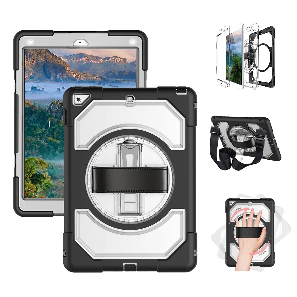 

Fashion Transparent PC Protection Shell 360 Degree Rotating Stand Tablet Anti-fall Case For iPad Pro10.5 Air 10.5 9.7 2017/2018