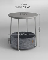 VASAGLE-Petite table basse ronde avec panier, table de salon en tissu 2