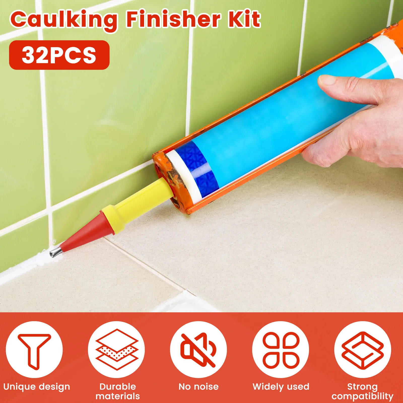32Pcs Caulking Nozzle Set Universal Caulking Finisher Tool 5-35mm Multi-Size Caulking Tip Kit Stainless Steel Caulking Tool Set 2