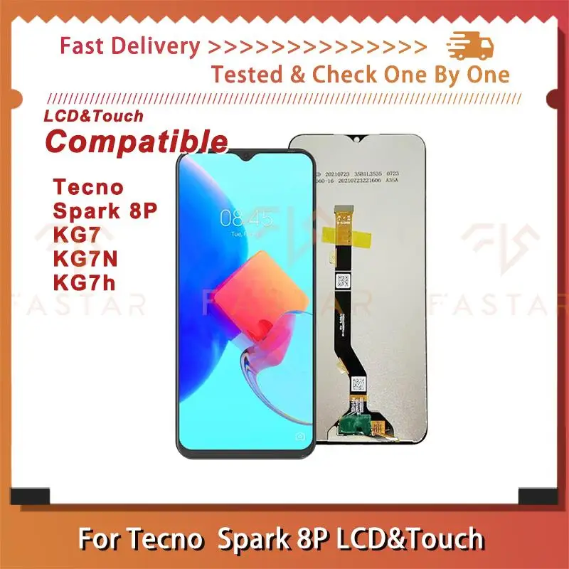 

6.6"Tested For Tecno Spark 8P KG7 KG7N KG7h LCD Display Touch Digitizer Assembly Repair mobile phone Screen Tecno Spark8P lcd