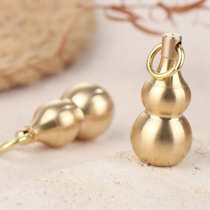 1Pc Brass Gourd Pendant Irregular Jar Keychain Hanging Necklace Jewelry Waterproof Pill Box Medicine Case