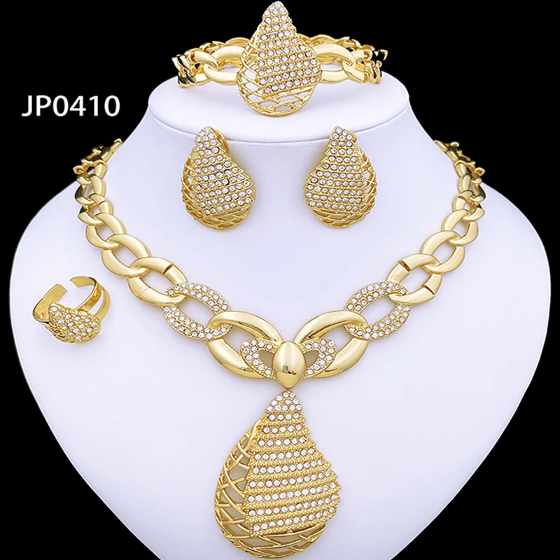 Italian Gold Necklaces Set Women Italian Gold Plated Jewelry Sets