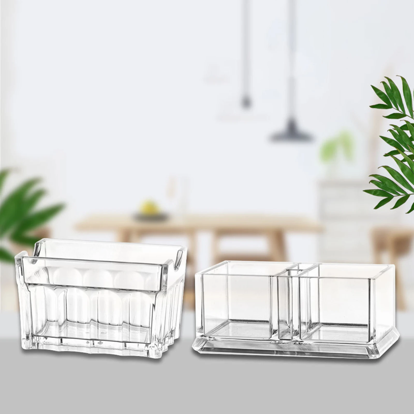 Acrylic Sugar Packet Holder Tissue Tea Bag Bowl for Coffee Bar Business Cards Holder Organizer Kitchen Accessories Airtight Container