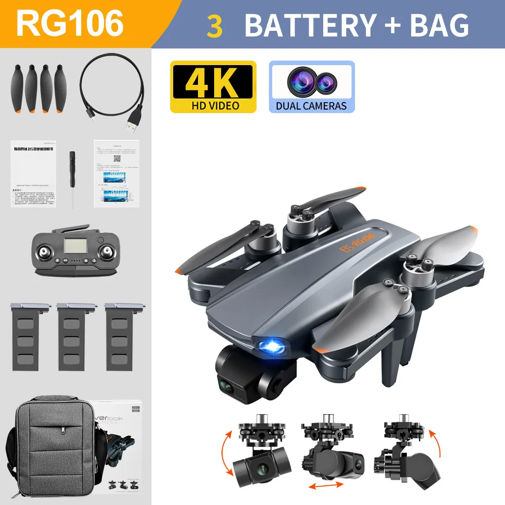 2022 New RG106 Drone 8k Dual Camera Profesional GPS Drones With 3 Axis Brushless Rc Helicopter 5G WiFi Fpv Drones Quadcopter Toy mini rc helicopter RC Helicopters