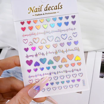 Gold Heart Nail Stickers 12