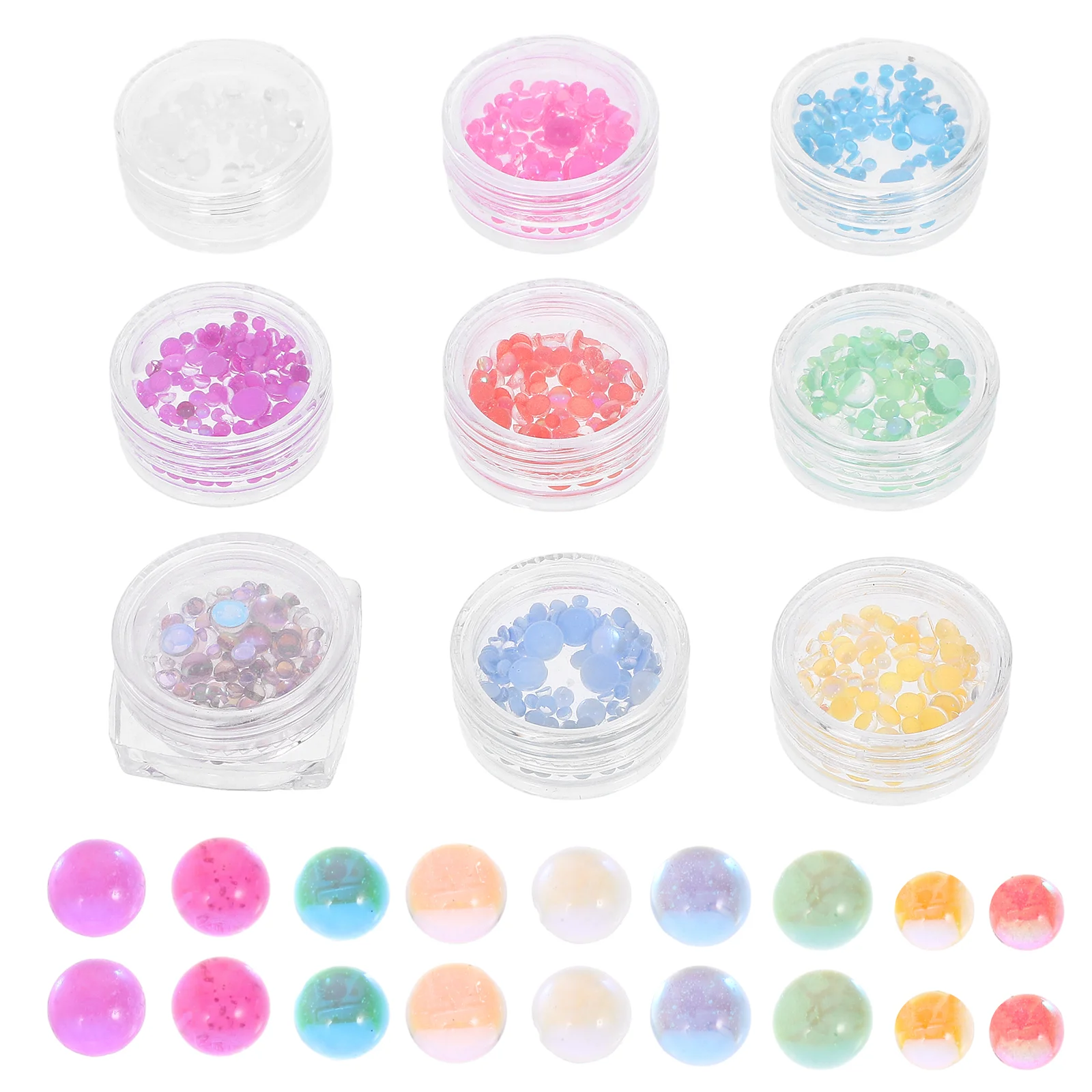

9 Boxes Nail Gems Flatback Glass Gems Nail Beads Makeup Manicure Supplies