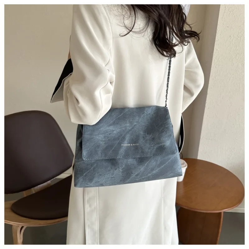 

Retro Large Capacity Denim Crossbody Bag Women's New Western Versatile Chain Shoulder Bag Casual Big Luxury Brand Shoulder Bag
