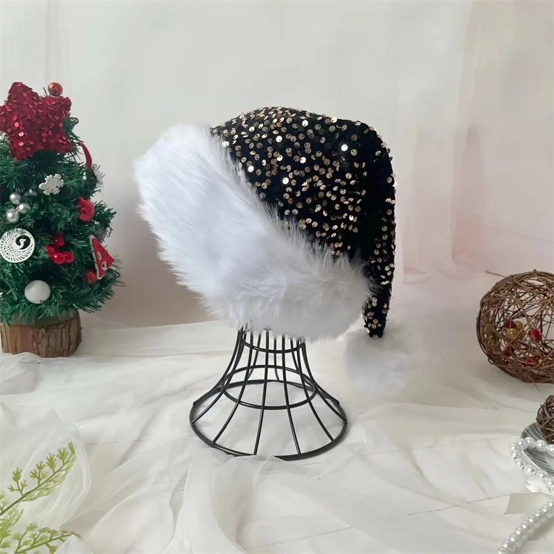 Christmas Sequin Beanie Hat for Adults