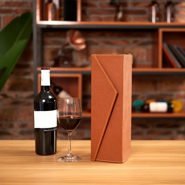 Caja de embalaje de cuero para vino, estuche plegable de PU de alta  calidad, con cuerda fija, color negro y marrón, 1 unidad| | - AliExpress