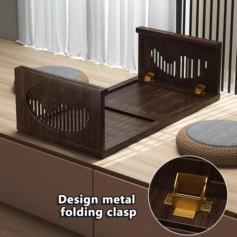 Japanese Floor Table - Folding Tatami Tea Table|Solid Wood Low Table|Smooth Edges Small Wooden Table,Foldable Coffee Table, Sofa 6