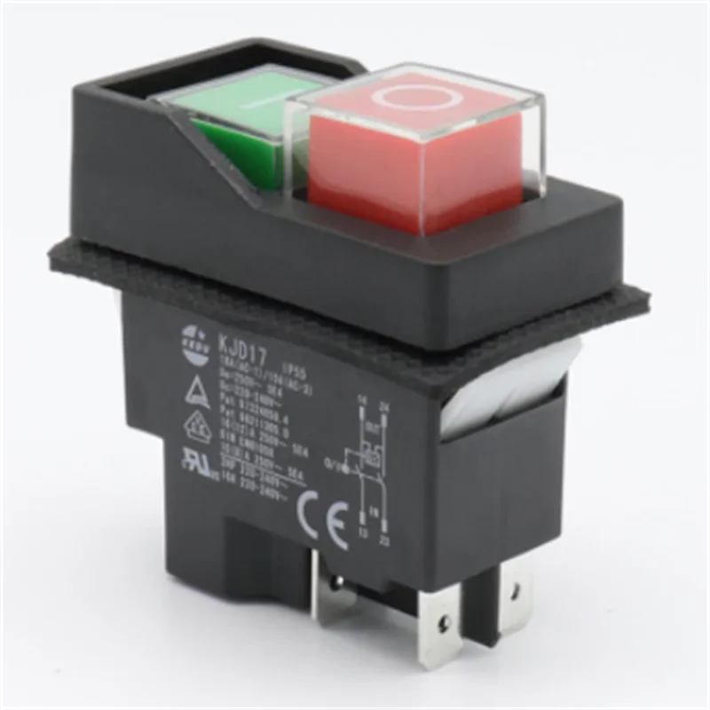 KJD17 IP55 Водонепроницаемый кнопочный электромагнитный переключатель 4 Pin AC250V 16A Магнитный стартер Электроинструмент предохранительные переключатели для машины