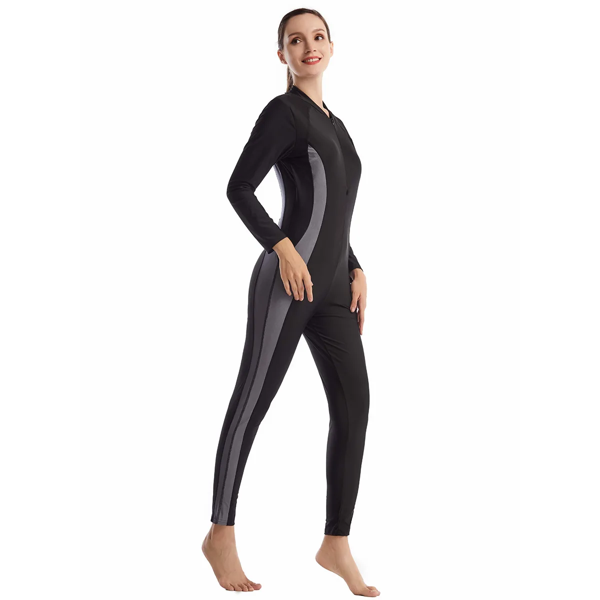 Fashionable Muslim Bathing Suit with Attached Hijab and Tummy Control Women's One-Piece Swimming Suit Buekini Musulmana Moslim