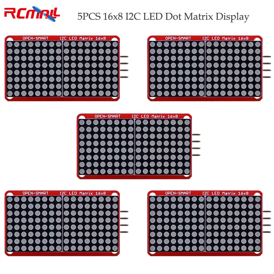 8x16 LED Matrix Display Module - 128 LEDs, I2C Communication, Works With 3.3V-5V (AIP1640 Chip)