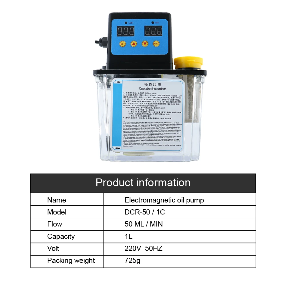1L 2L DCR-50/1C Electromagnetic Oil Pump Gauges CNC Electromagnetic Flow 50ml/min Volt 220V 50Hz