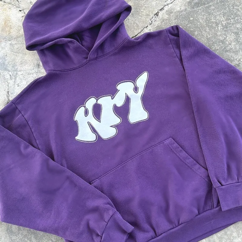 Fashionable Gothic Trendy Letter Printed Oversized Pullover Men's 2024Y2K Streetwear Harajuku Loose Casual Hoodie Tops Clothes 3