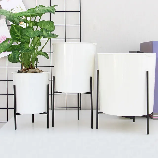 Beltéri Dekoratív Nappali Iroda Váza Húsos Ön Öntözés Otthoni Kert Erkély Vasállvány Zöld Ültetvényes Virágcserep - Image 4