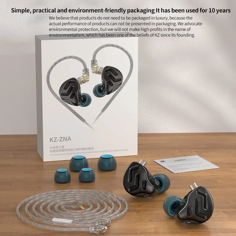 

Наушники-вкладыши KZ ZNA HIFI IEMs, Спортивная гарнитура с микрофоном, 30095 BA, 12 мм, двойная Магнитная полость, динамические наушники-вкладыши