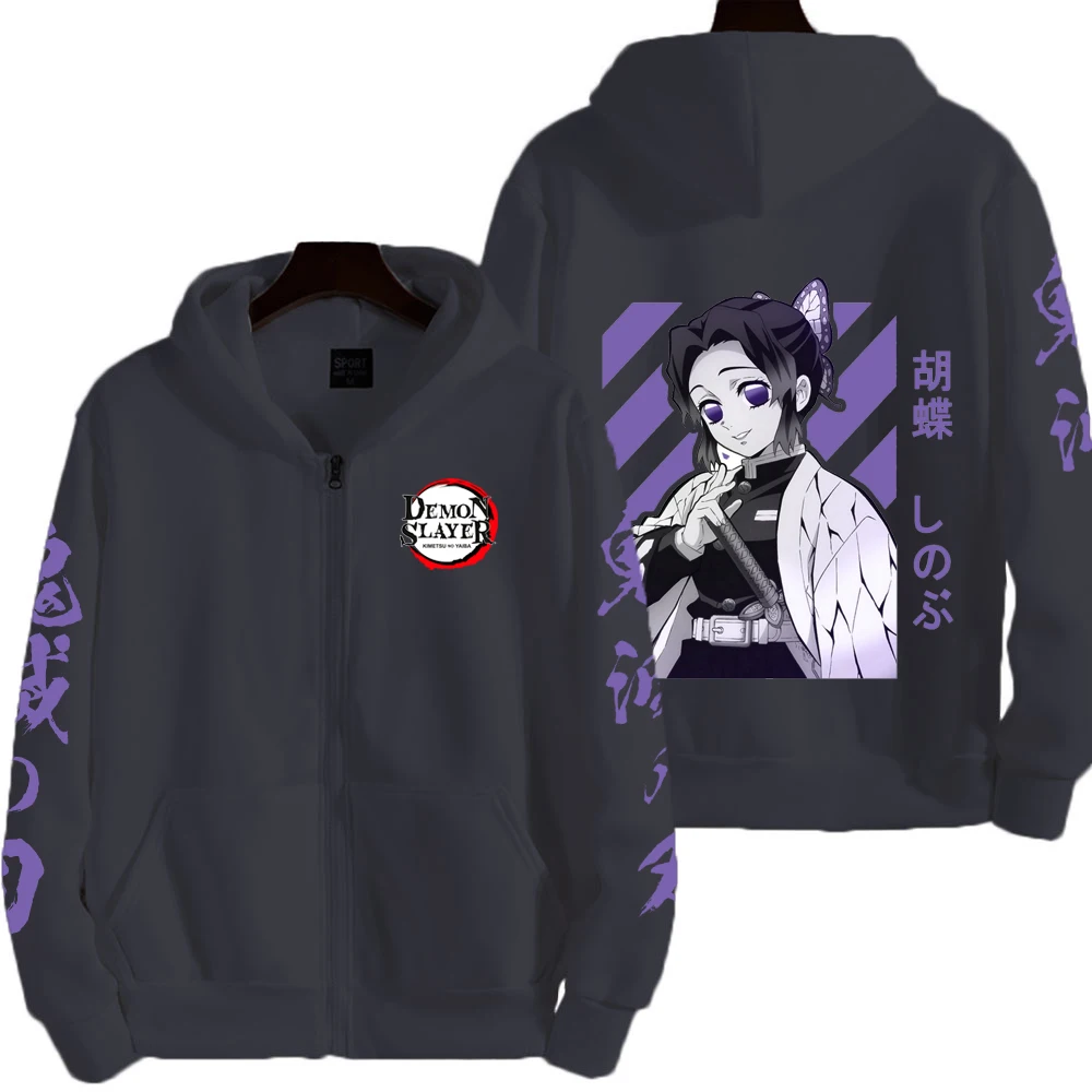 Shinobu Kocho Demon Slayer Men Zip Up Hoodie Spring Autumn