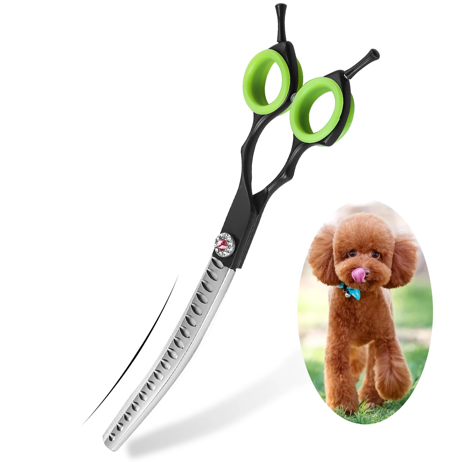Dog Grooming Scissors Dog Grooming Scissors Kit Pet Grooming Scissors Curved Thinning Shear Dog Hair Chunker and Thinning Scissor Black Stainless Steel Pet Shear