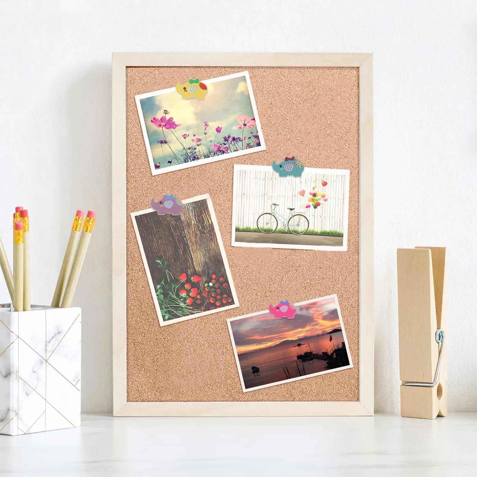 30개 나무 코끼리 모양 푸시핀 프리미엄 합금 팁 귀여운 압정 장 게시판 용품 (코르크보드, 폼, 지도용)