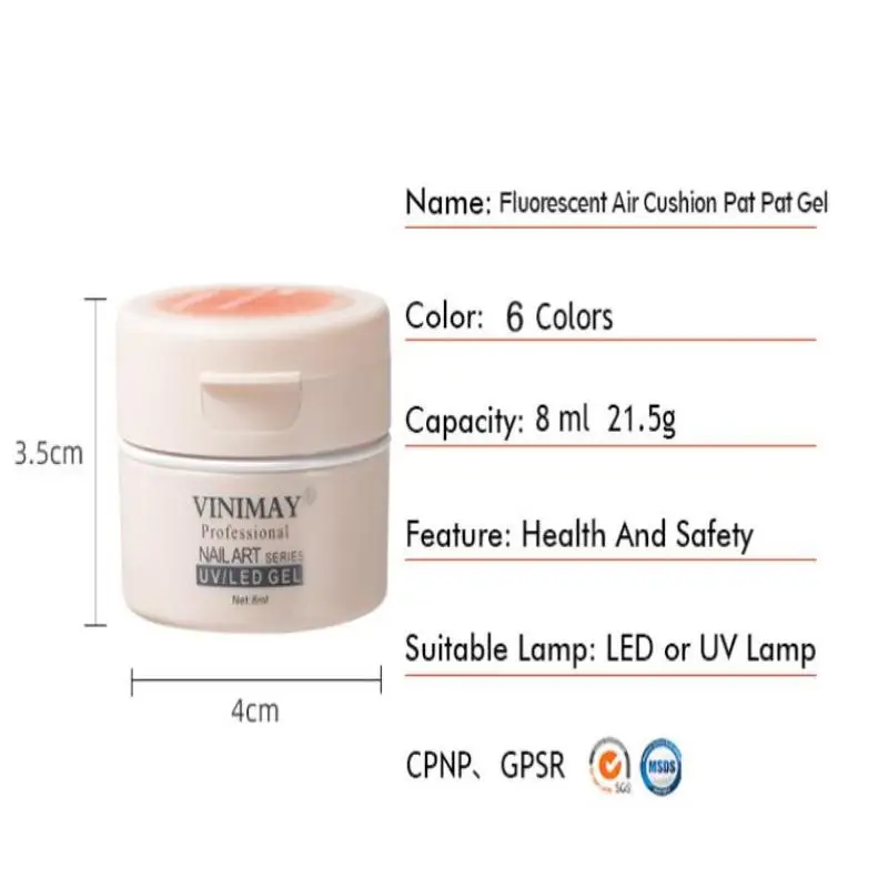 8ml 네일아트 패팅 글루 네일 폴리쉬 6가지 색상 패팅 페인팅 젤 형광 슬랩 네일 폴리쉬 쏙 오프 UV LED 매니큐어용