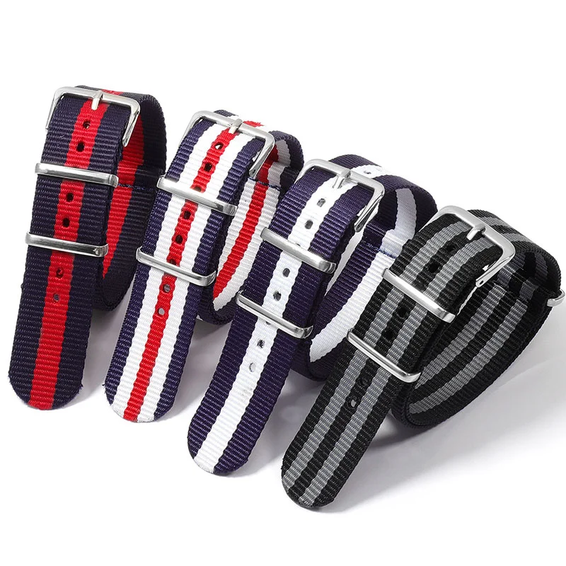 Quick-Speed Nylon Watchband with Stainless Steel Buckle in Canvas - 18, 20, 22mm