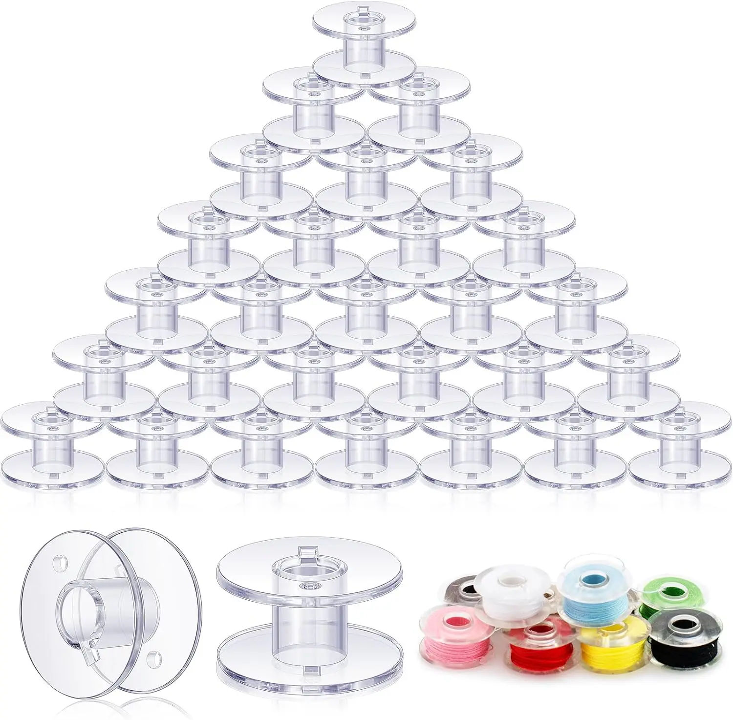 Plastic Bobbins 15 Bulk Compatible SA156 Sewing Machine Transparent for Thread Embroidery Spool Parts