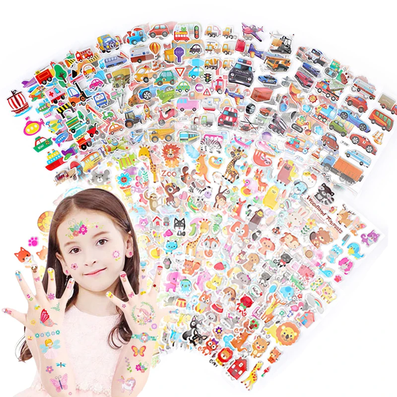 6Sheets Kids 3D Puffy Bulk Cartoon Waterproof Stickers Girls Boys Birthday  Gifts Scrapbooking Teachers Reward Sticker DIY Toys - AliExpress