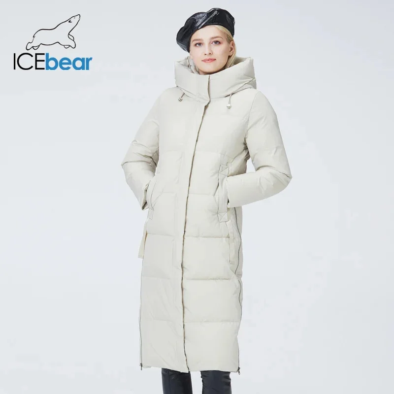 ICEbear 2023 new women's long hooded jacket fashionable women's clothing winter women's coat GWD22580D