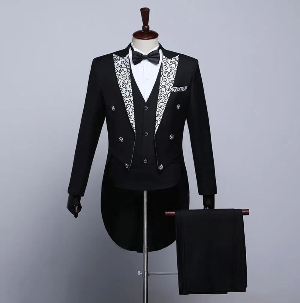 Personality Neckline Jacquard Slim Double Breasted Groom Tuxedos/Groom Costume/Groomsman Tuxedos 231A