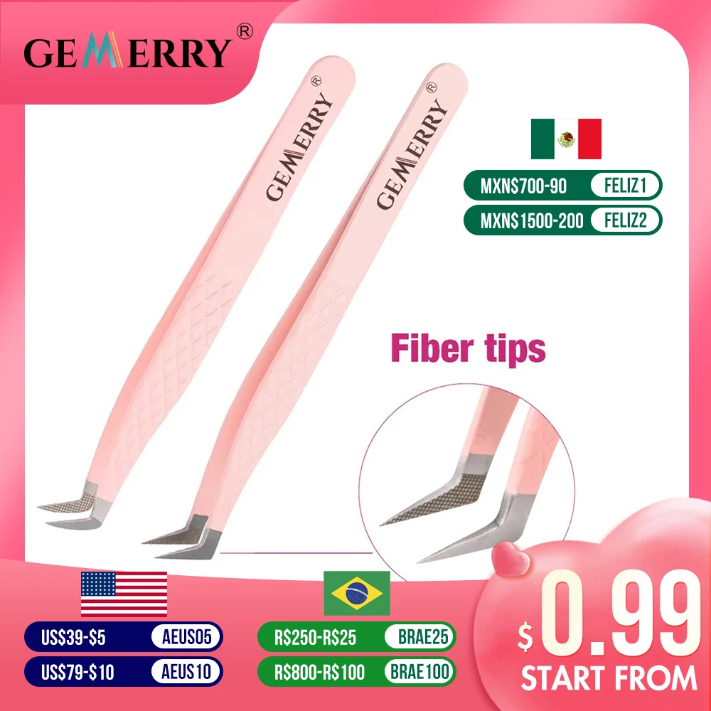 1 Pcs Eyelash Tweezers Extension Pink Stainless Steel Superhard Tweezers With Fiber Tips High Precision Anti-Static Tweezers 3 pcs precision tweezers set upgraded anti static stainless steel curved of tweezers for electronics laboratory work jewelry