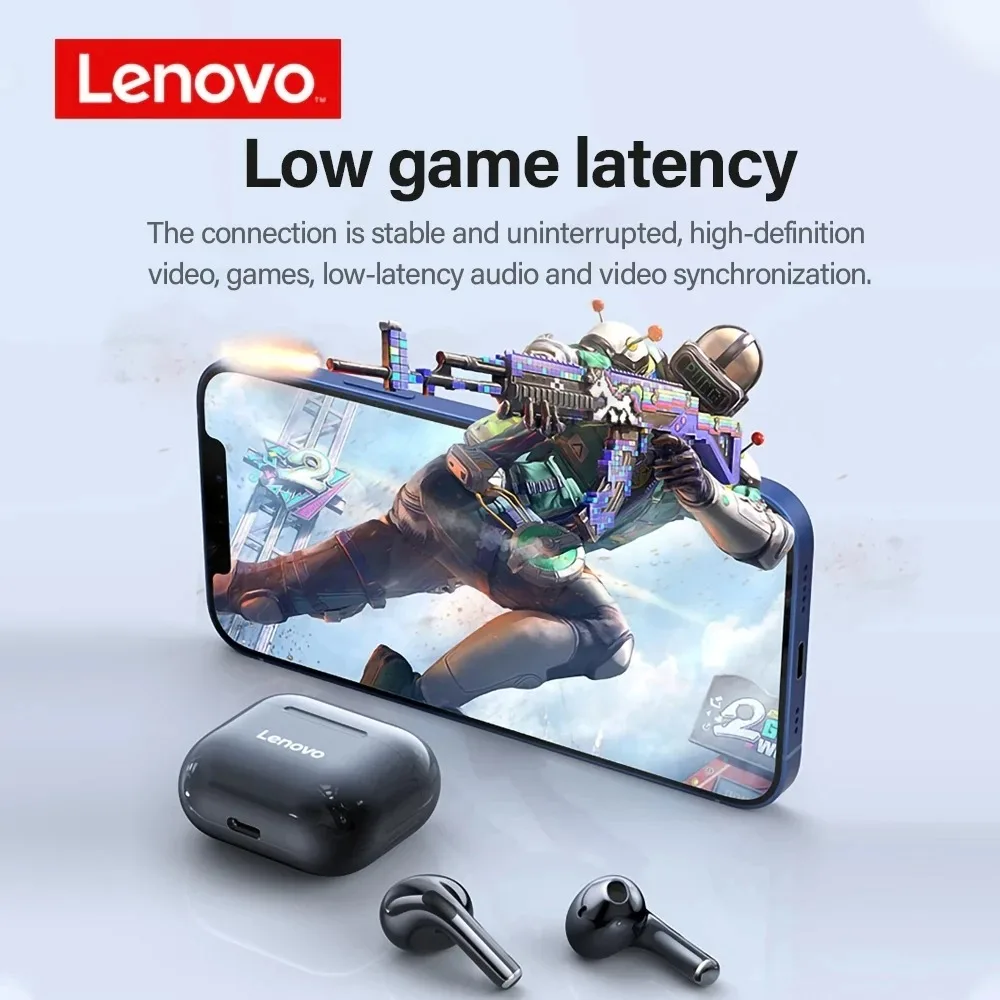 Lenovo TWS Wireless Bluetooth Earbuds with Bass Touch Control and Noise Reduction