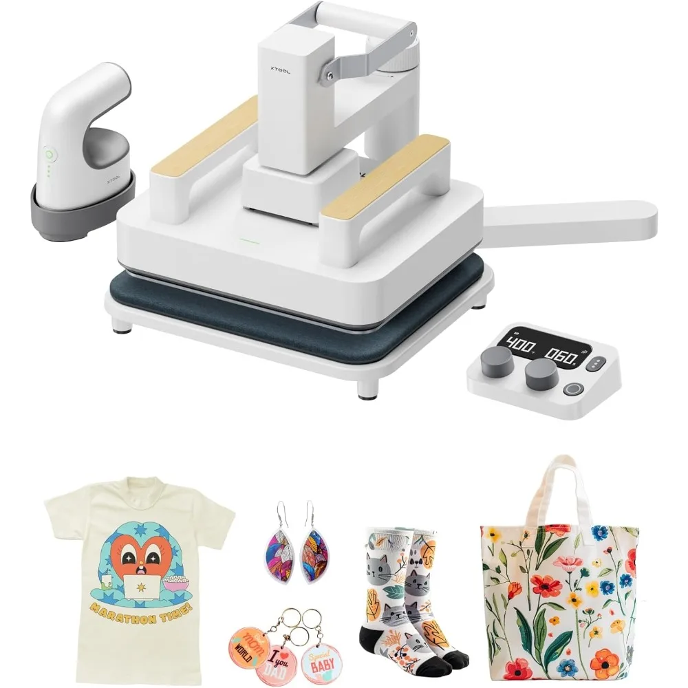 Heat Press Machine 3-in-1 Kit, Smart Press & Mini Iron Press with Platform & Control Pod, 10-25KG High Pressure 2