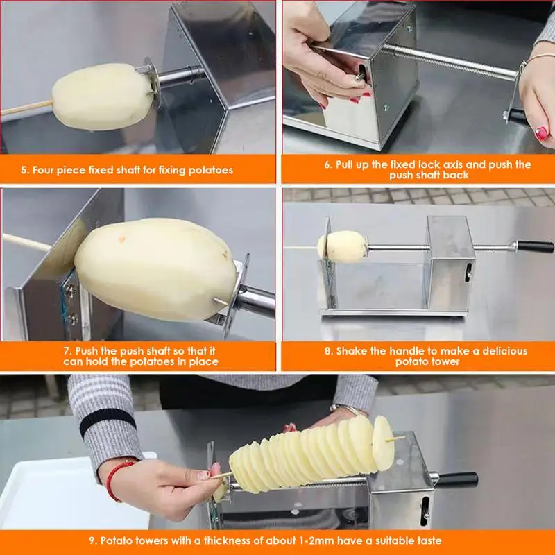 Spiral Potato Slicer Spiral Manual Vegetable Cutter Stainless Steel French Fries Machine spiral slicer french fries machine