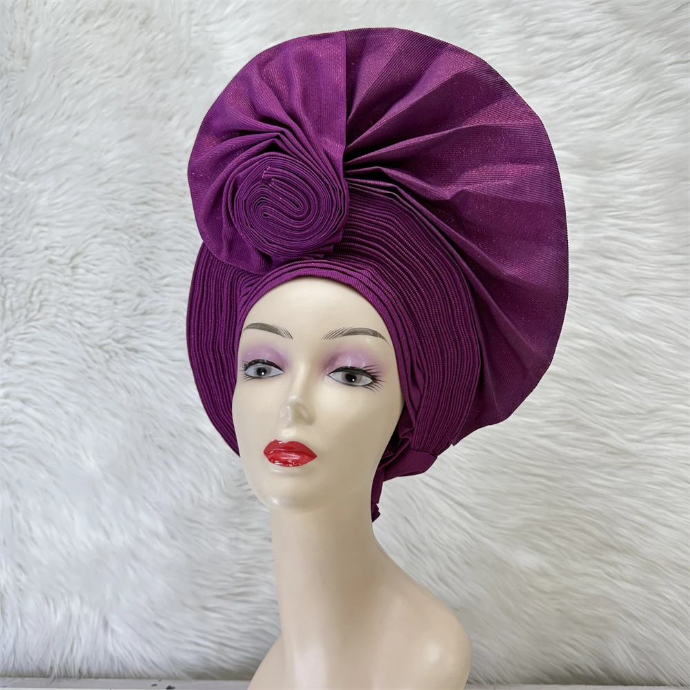 

Nigerian African Headtie Gele Aleady Made Head wrap Auto Sego Headscarf Turban for Wedding and Party