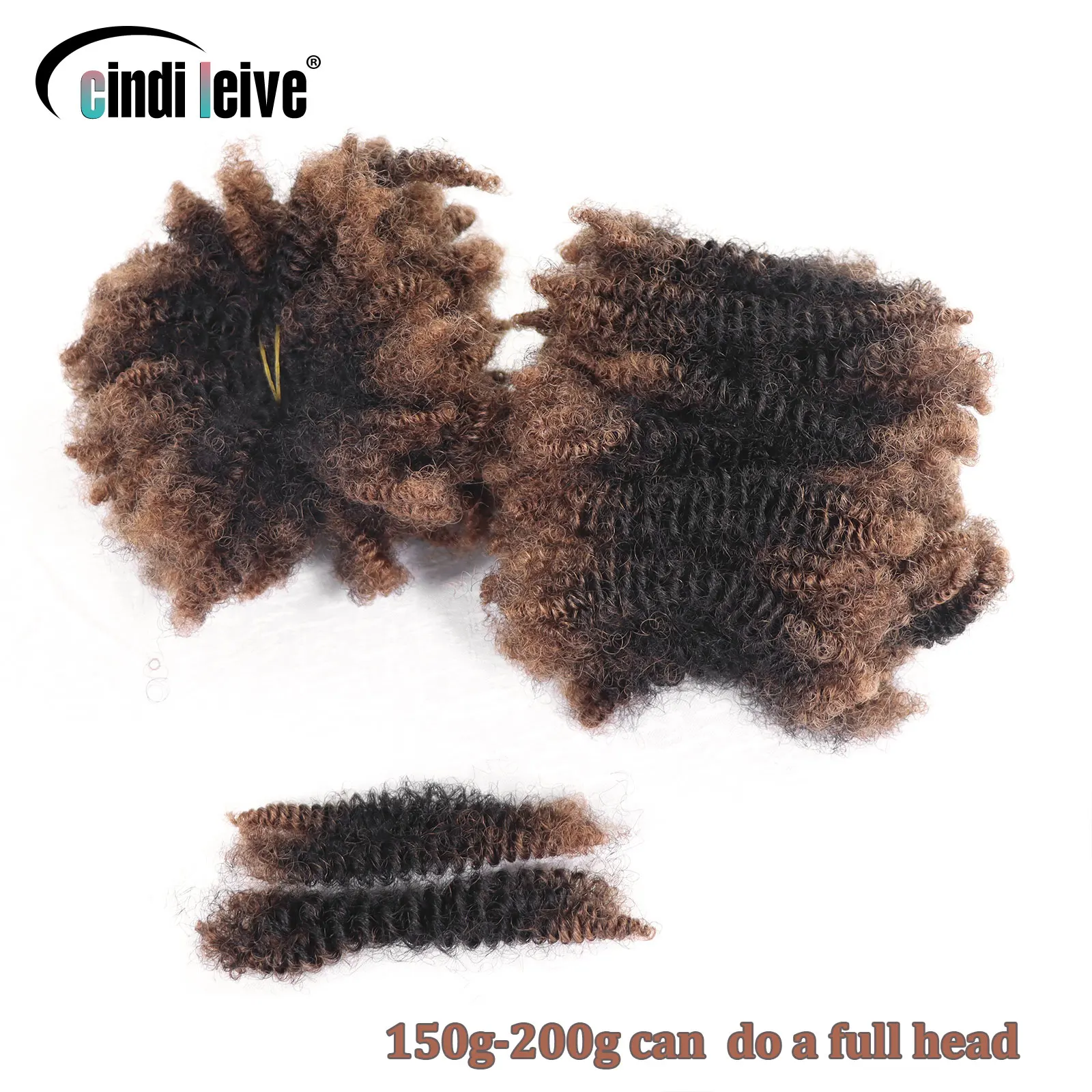 Human Hair Extensions Human Hair For Braiding Ombre Afro Kinky Curly Bulk Crochet Braiding Locks No Weft #30-#1-#30
