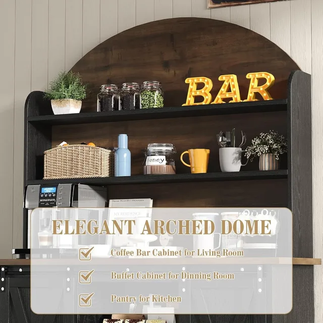 Farmhouse 3-Tier Bar Cabinet 2