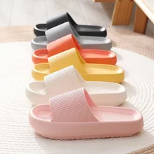  2022 Anti-slip Slides Ladies Men's Home Slippers Summers Thick Platform Womens Sandals Indoor Bathroom Beach Eva Soft Shoes 