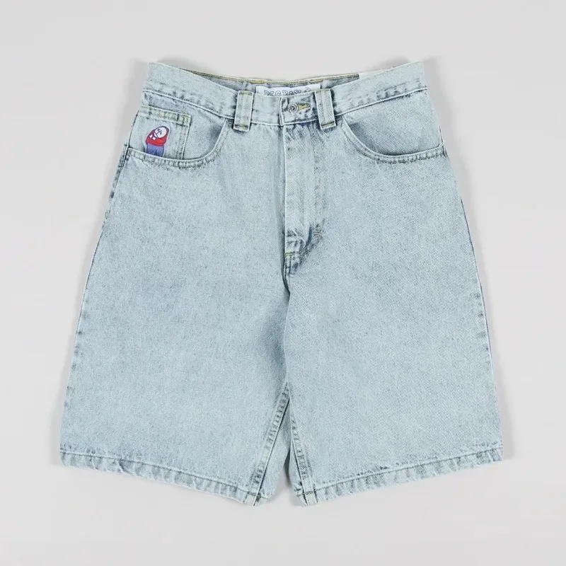 American New Fashion Letters Embroidered Baggy Denim Shorts Men Y2K Harajuku Vintage Hip Hop Popular Casual Shorts Streetwar