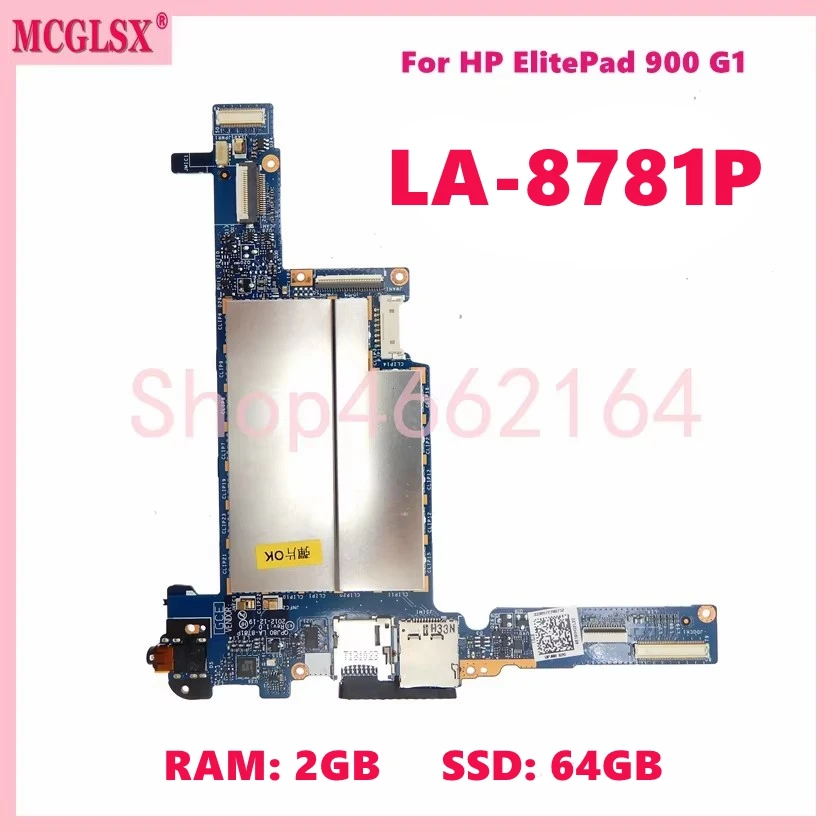 LA-8781P 2GB-RAM 64GB-SSD Mainboard For HP ElitePad 900 G1 Tablet Laptop Motherboard 724353-001 Tested OK