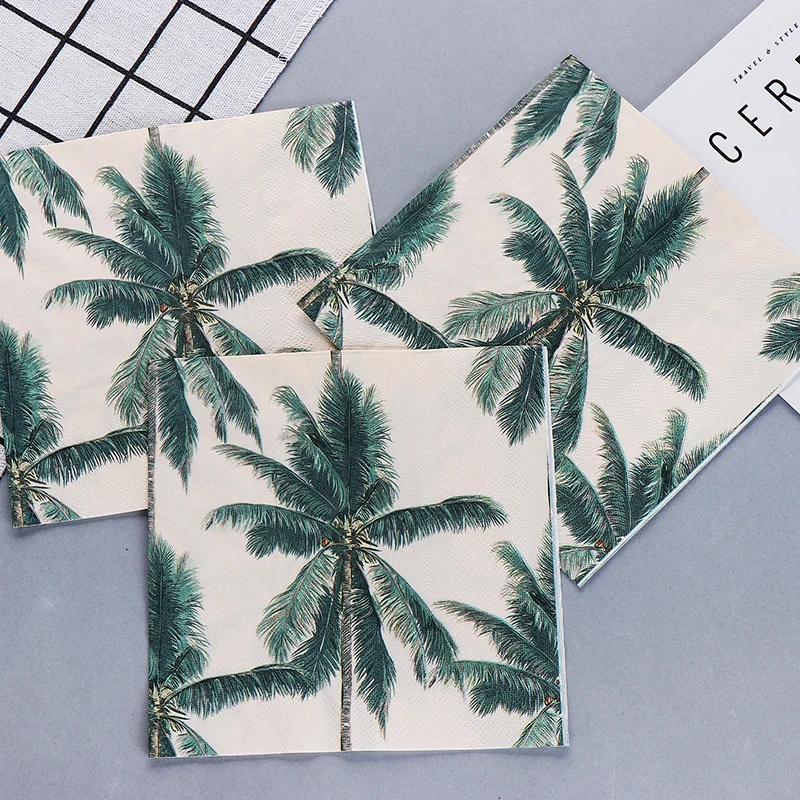 New Colorful Printed Paper Napkins Personalized Facial Tissue Wedding Tissue Palm Tree Party Decoration Paper Napkin 20pcs/pac
