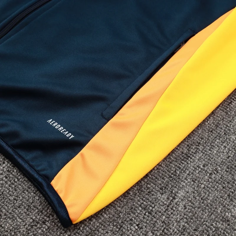 Adidas Soccer Jerseys Men Trendy Slim-fit Full-sleeved Stretchable Fashionable Zippered Football Training Suit Sets Blue